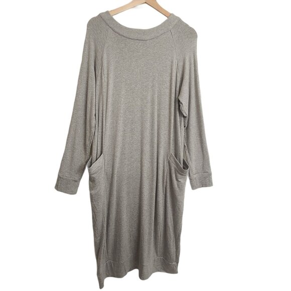 Lilla Doe Dresses & Skirts - Lilla Doe Dress Womens Small Gray Jersey Knit Midi Long Sleeve Pockets Pullover